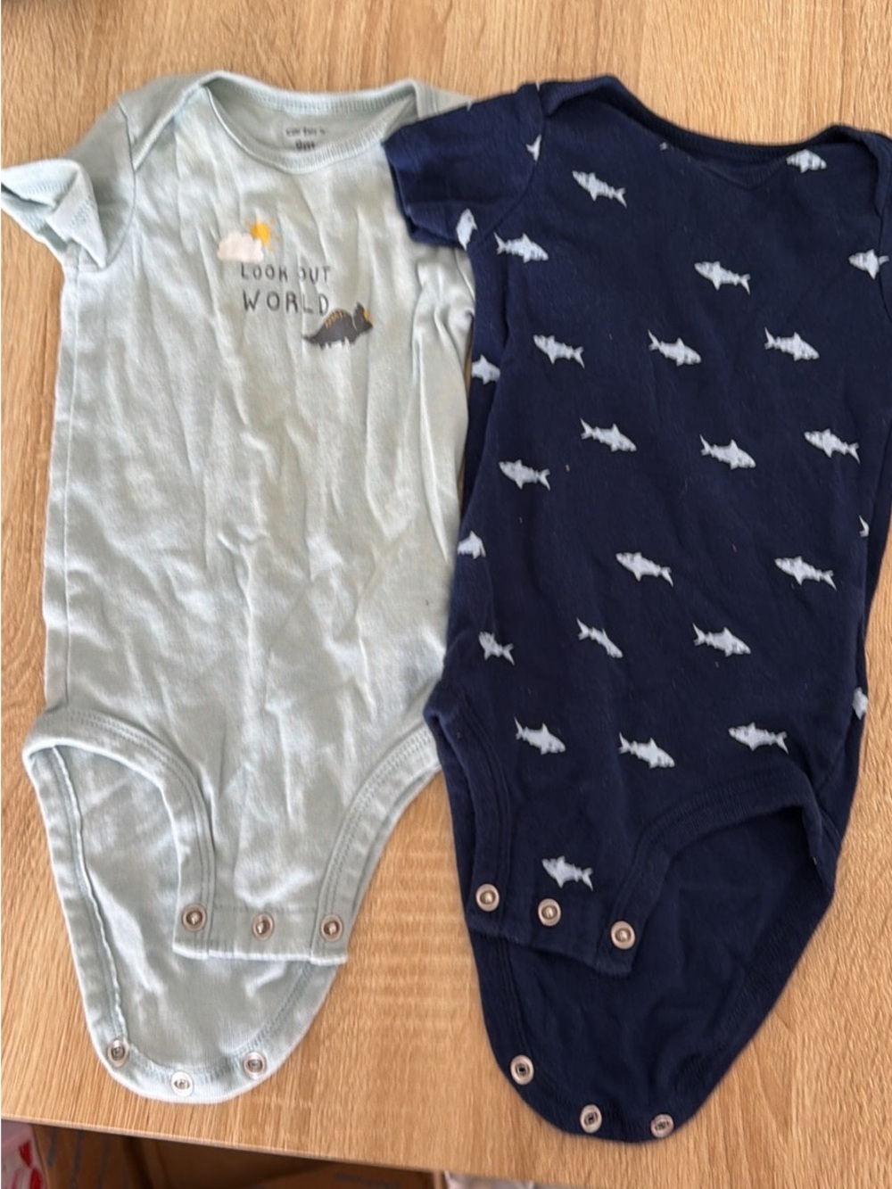 Carter's Light Blue and Navy Baby Bodysuit Set - Shark Motif